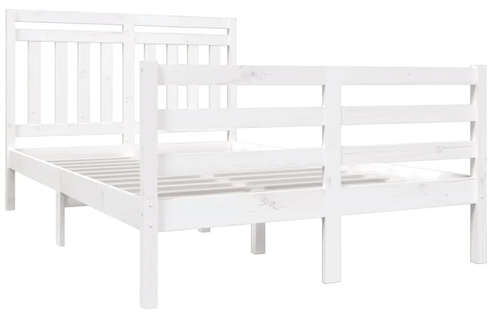 Estrutura cama pequena casal 120x190 cm pinho maciço branco