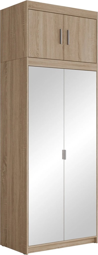 Roupeiro Novduni 119, Carvalho sonoma, 246x90x53cm, 110.3 kg, Portas para roupeiro: Com dobradiças