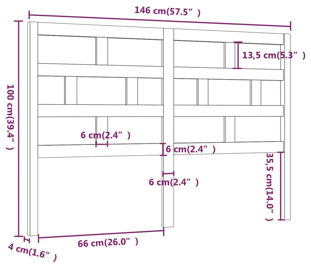 Cabeceira de cama 146x4x100 cm pinho maciço branco