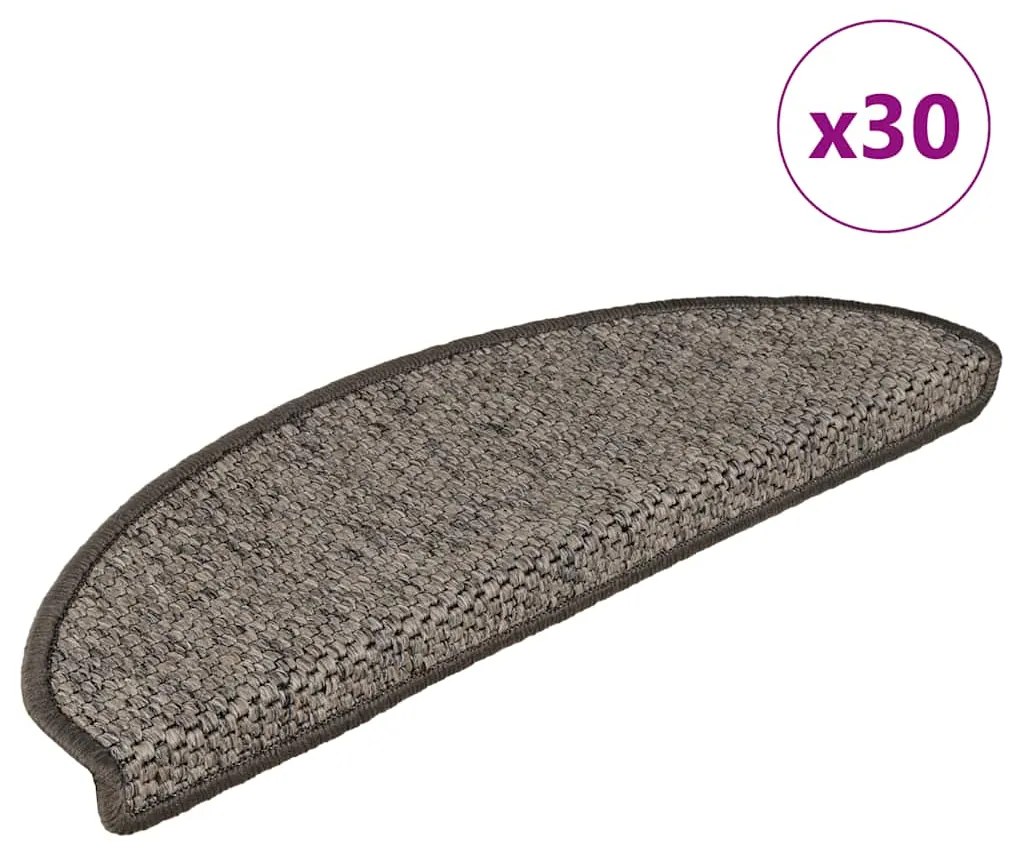 vidaXL Tapetes escada adesivos aspeto sisal 30 pcs 65x21x4cm