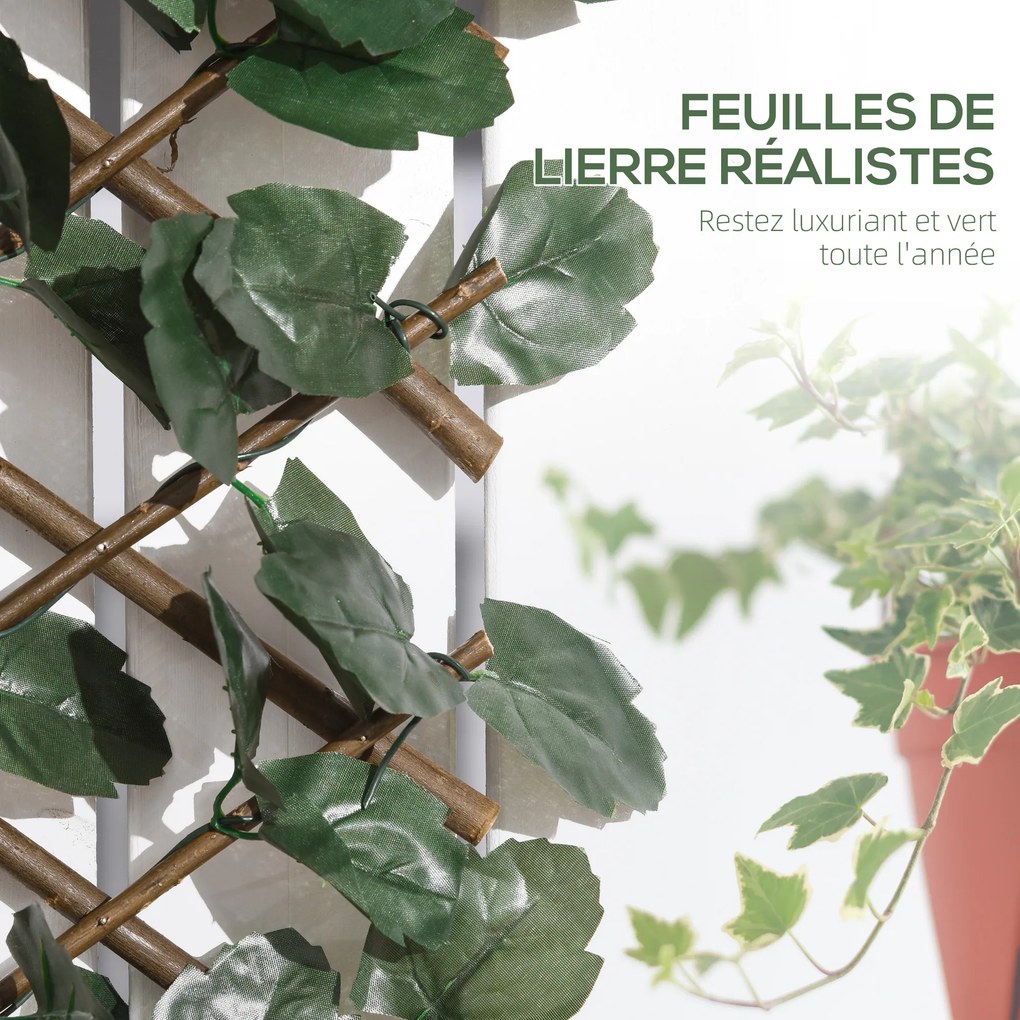 2 painéis de Sebe artificial 295 x 70 cm com folhas para parede, que protege da vista, comprimento ajustável, treliça extensível em PE verde