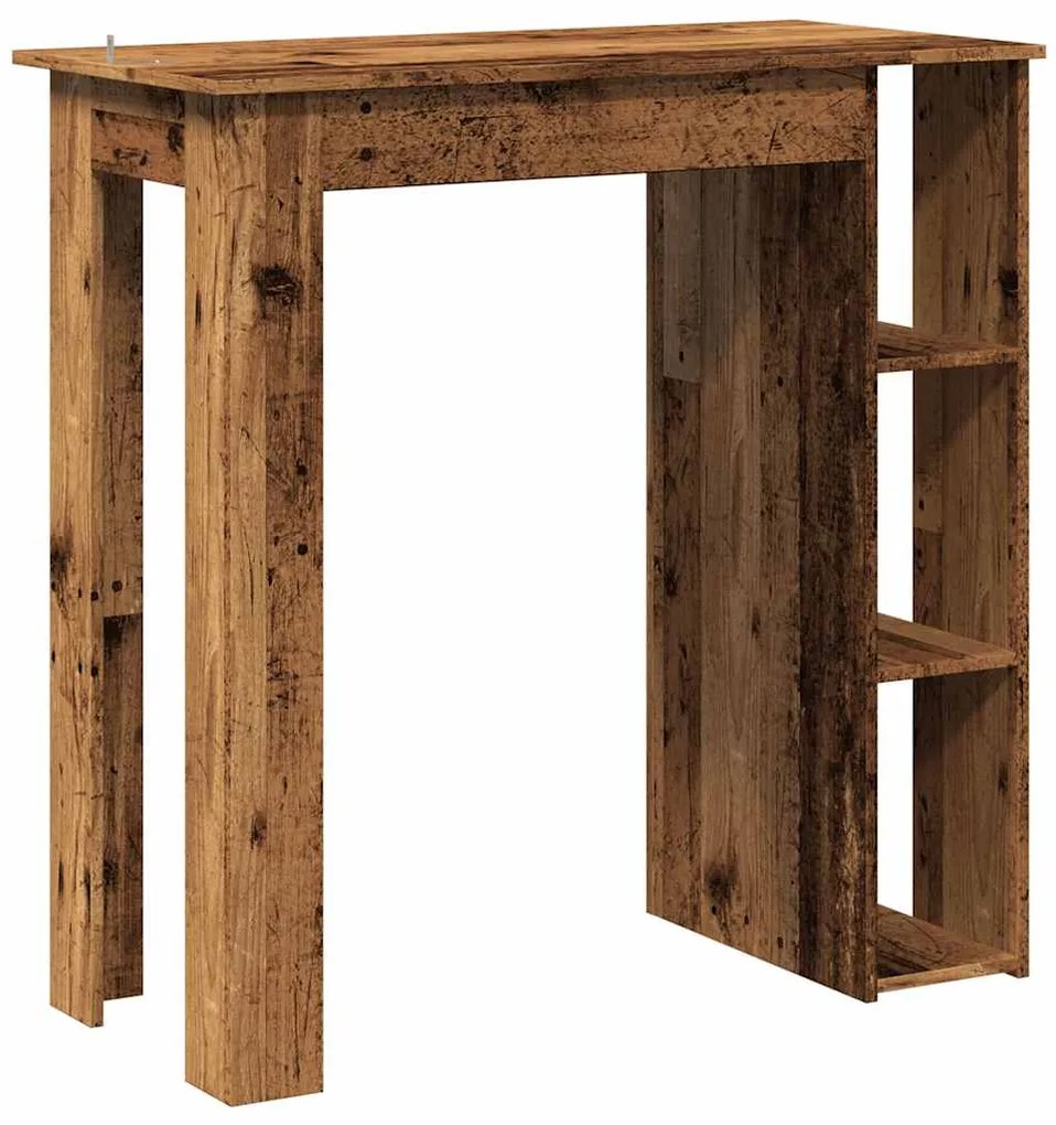 Mesa de bar com prateleiras derivados de madeira madeira velha