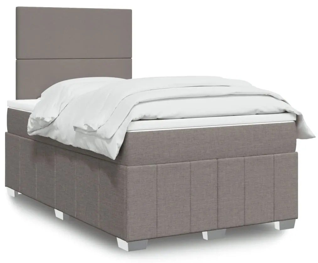 Cama boxspring c/ colchão 120x190cm tecido castanho-acinzentado