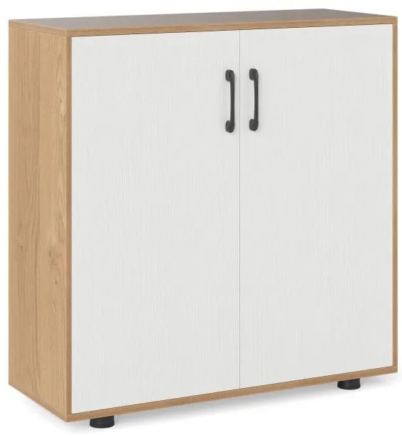 Armário de armazenamento de 2 portas, armário de destaque moderno com prateleira ajustável de 5 posições - branco