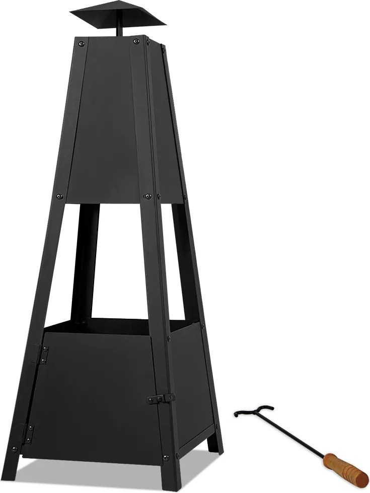 Lareira de terraço/jardim moderna em pirâmide 102 x 35 x 35 cm Preto
