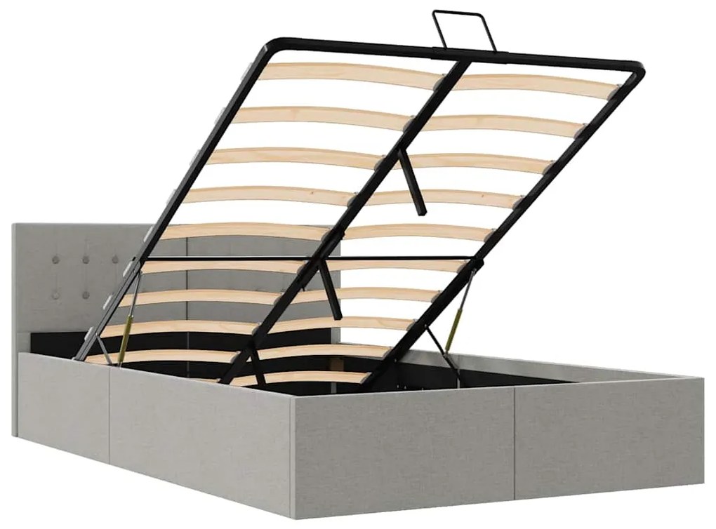 Cama hidráulica c/ arrumação 140x200cm tecido cinza-escuro