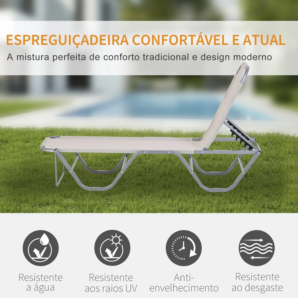 Outsunny Espreguiçadeira de Jardim com Encosto Ajustável em 5 Posições