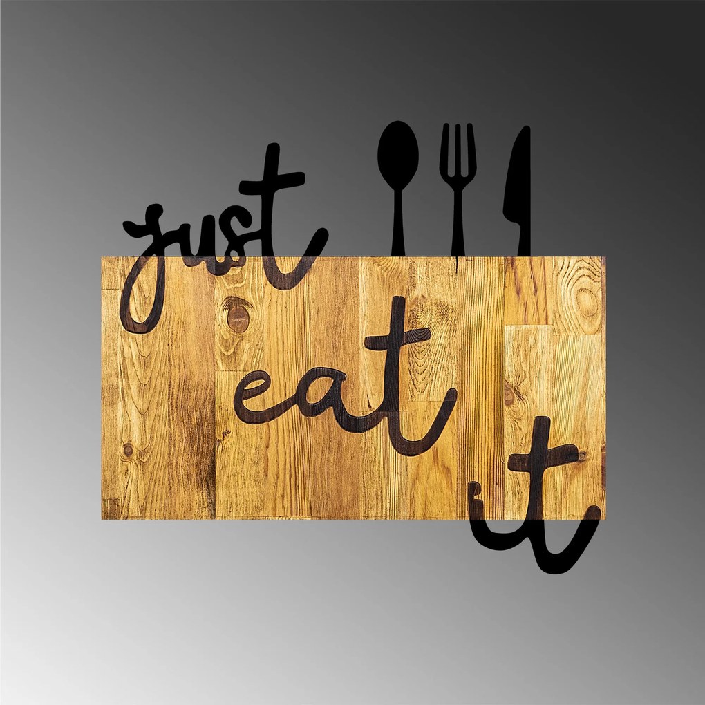 Acessório Decorativo de Parede Just Eat It – Nogueira/Preto – 58 x 3 x