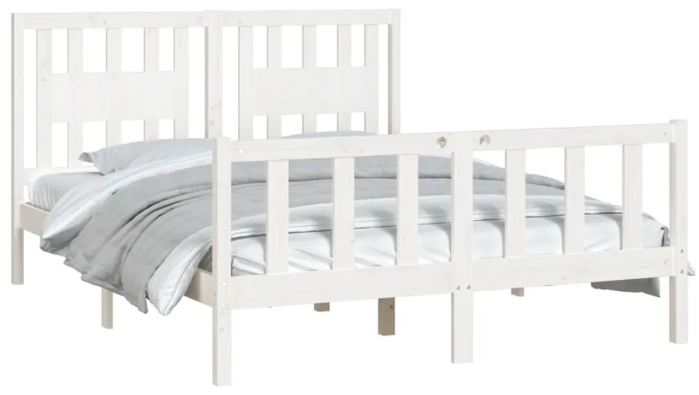 Estrutura de cama com cabeceira 120x200 cm pinho maciço branco