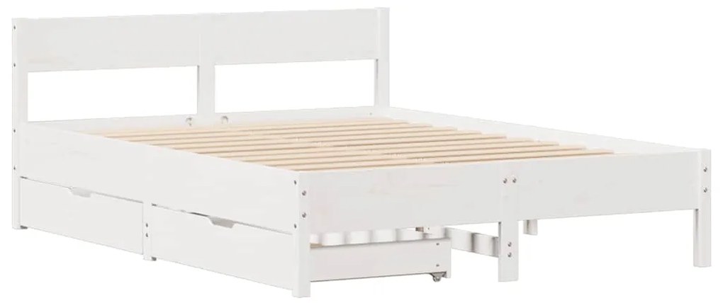 Cama sem colchão 150x200 cm madeira de pinho maciça branco