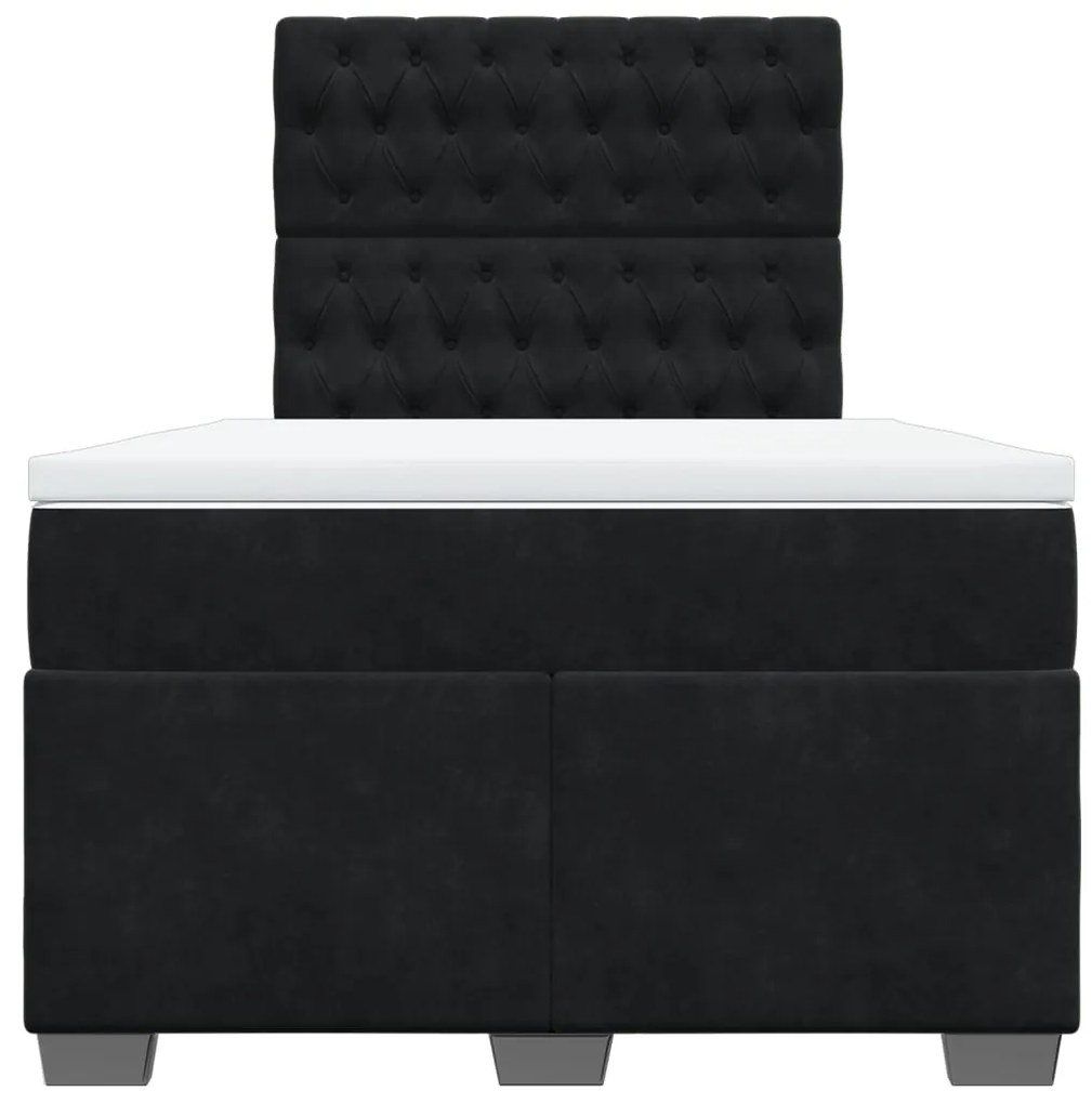 Cama boxspring com colchão 120x190 cm veludo preto