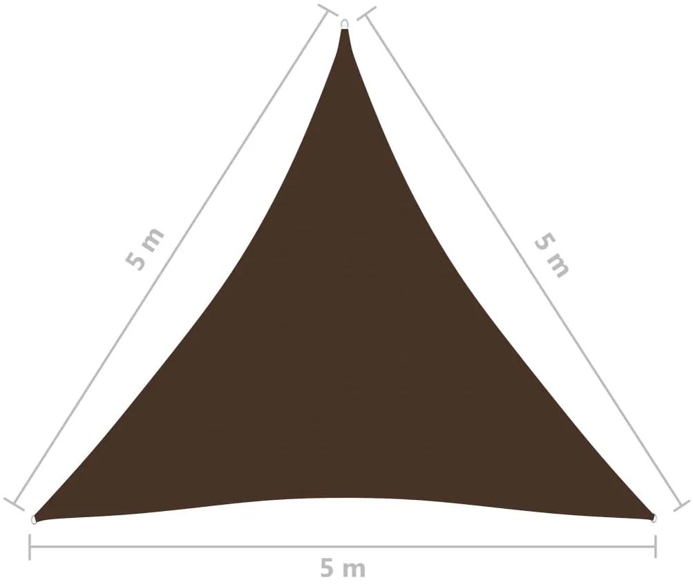 Para-sol estilo vela tecido oxford triangular 5x5x5 m castanho