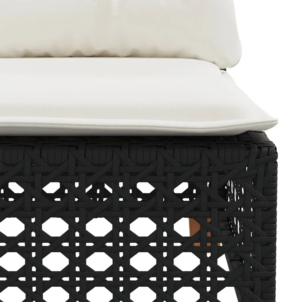 8 pcs conjunto sofás de jardim com almofadões vime PE preto