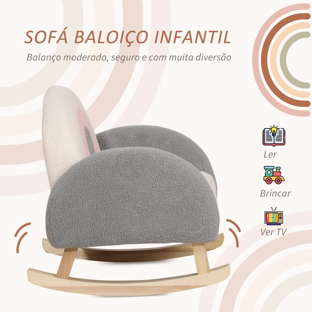 Poltrona Infantil Mini Sofá para Crianças acima de 3 Anos com Assento Acolchoado Apoio para os Braços e Estrutura de Madeira Carga Máxima 45kg 50x45x50cm Cinza