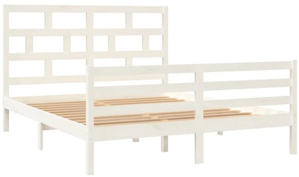 Estrutura de cama king 150x200 cm madeira maciça branco