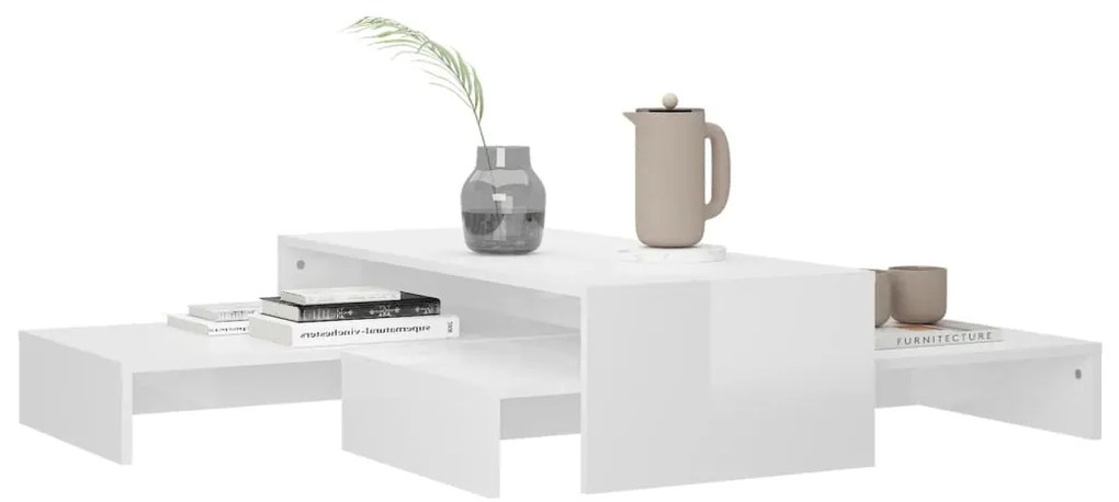 Conjunto de mesas de centro 100x100x26,5 cm branco brilhante