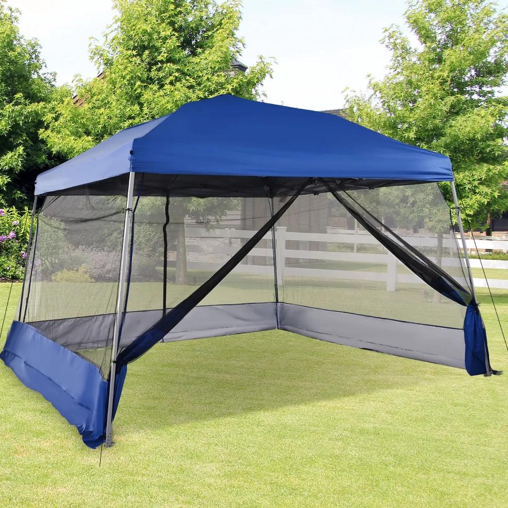 Outsunny Tenda Dobrável para Jardim ou Campismo 360x360x260cm Tenda para Exterior com Tela Mosquiteira Azul