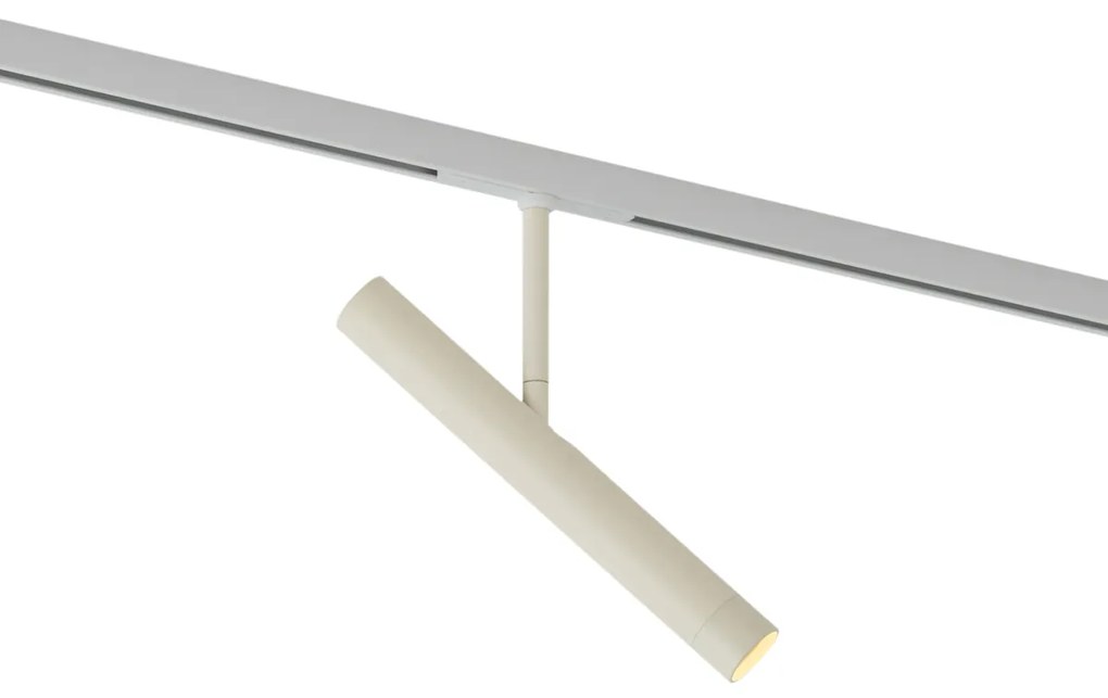 Foco moderno bege com branco para sistema de calhas de iluminação monofásico - Slimline Avery