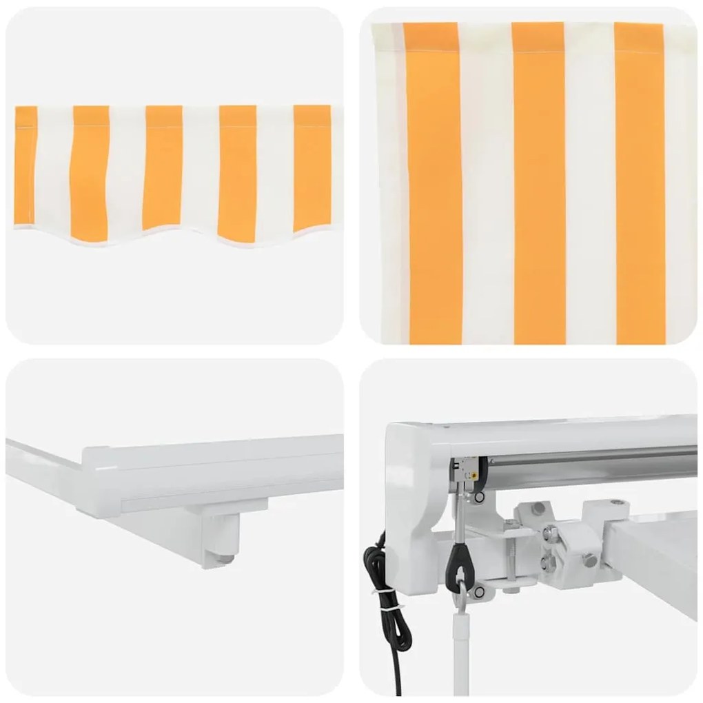 Toldo Retrátil Manual Amarelo e Branco 400x200 cm