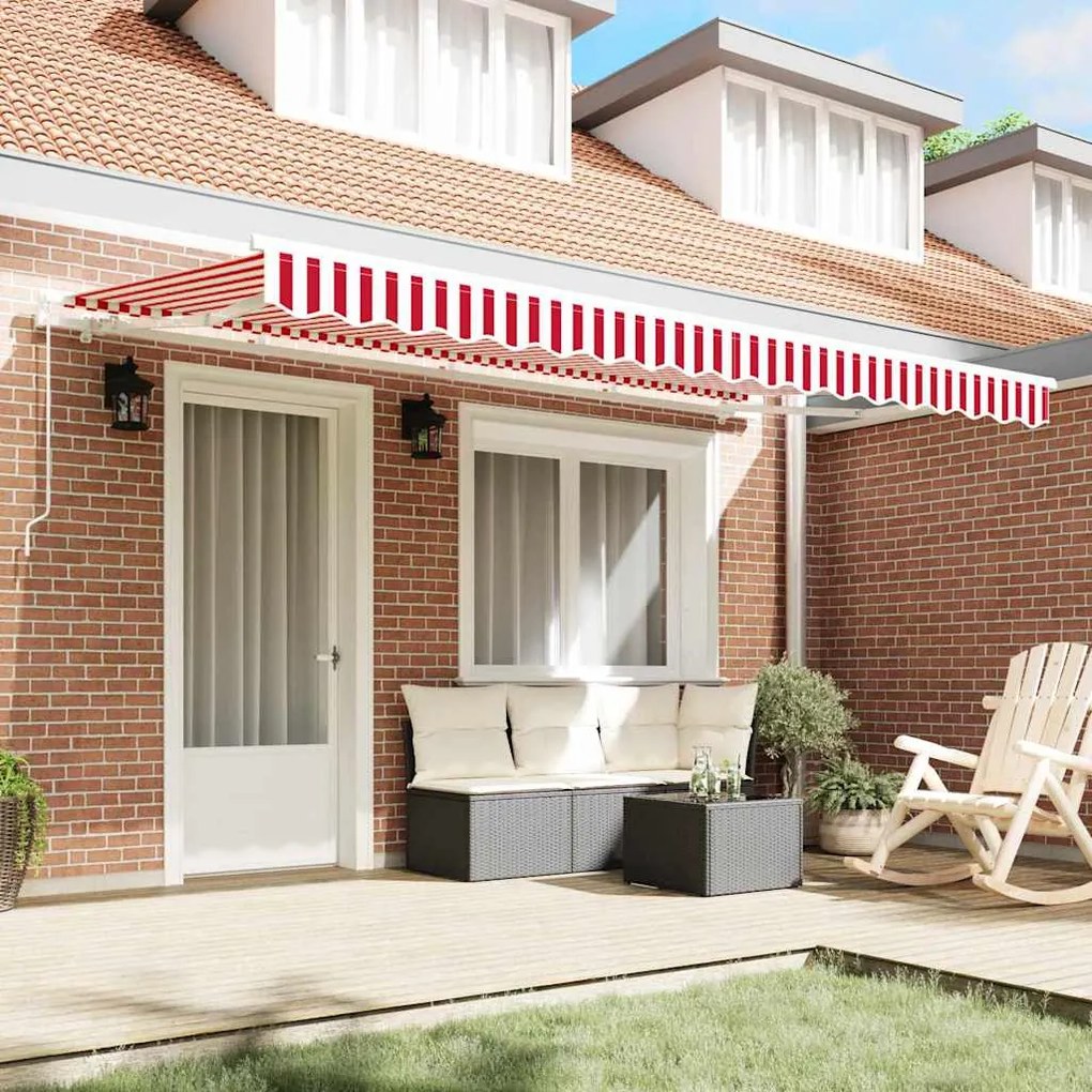 Toldo Retrátil Vermelho e Branco 400x200 cm 400 x 200 cm 4x2 m