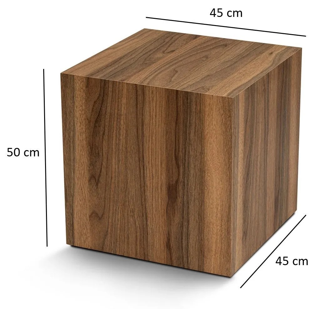 Mesa Lateral Küp - Cor Nogueira - Medidas: 45x50x45 cm
