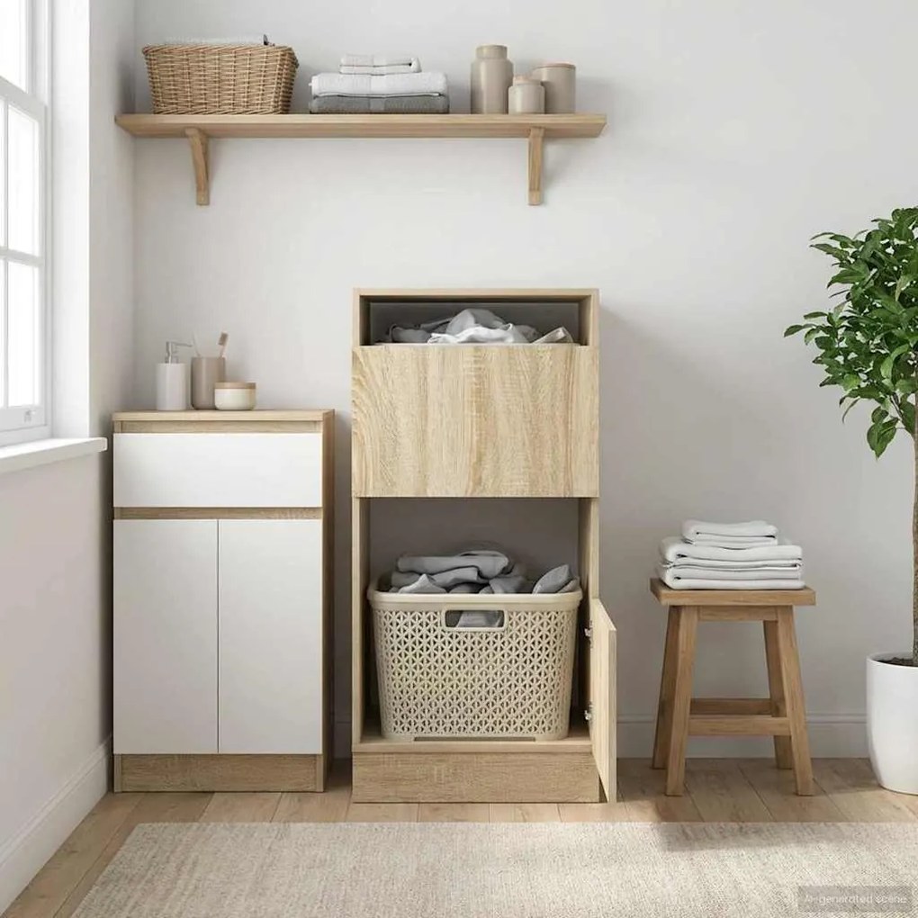 vidaXL Armário de Lavanderia com armazenamento Sonoma 50 x 68 x 102 cm