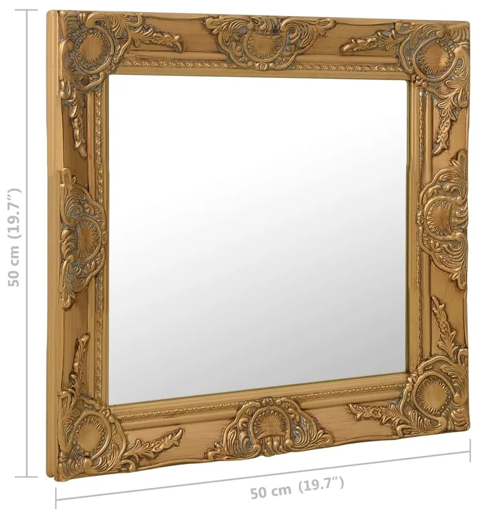 Espelho de parede estilo barroco 50x50 cm dourado