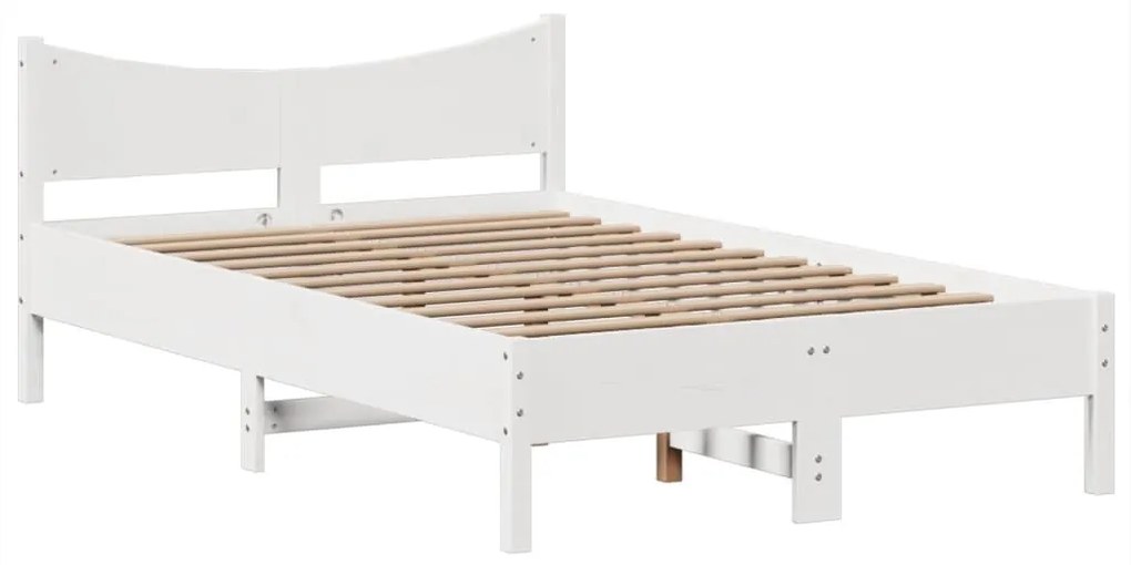 Cama sem colchão 135x190 cm madeira de pinho maciça branco