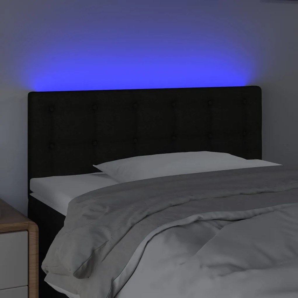 Cabeceira de cama c/ luzes LED tecido 100x5x78/88 cm preto