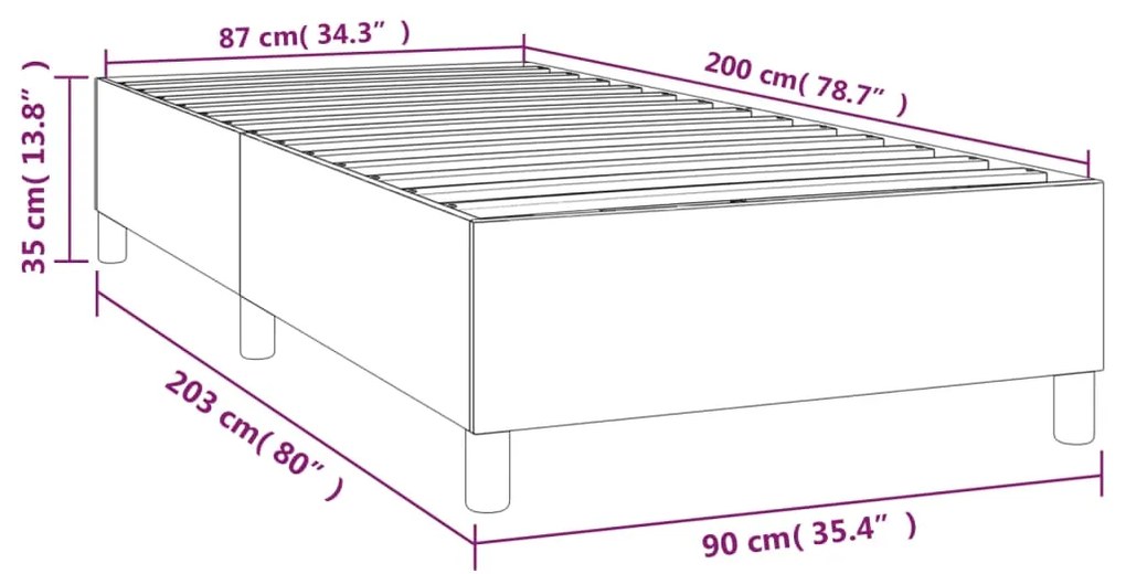 Estrutura de cama sem colchão 90x200 cm tecido cinzento-claro