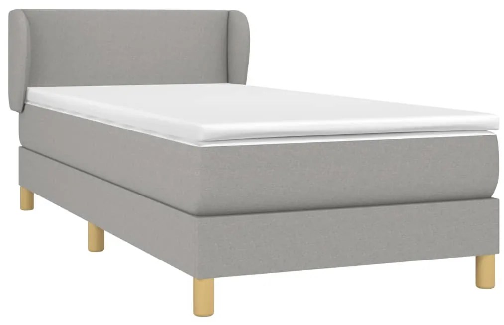 Cama com molas/colchão 100x200 cm tecido cinzento-claro
