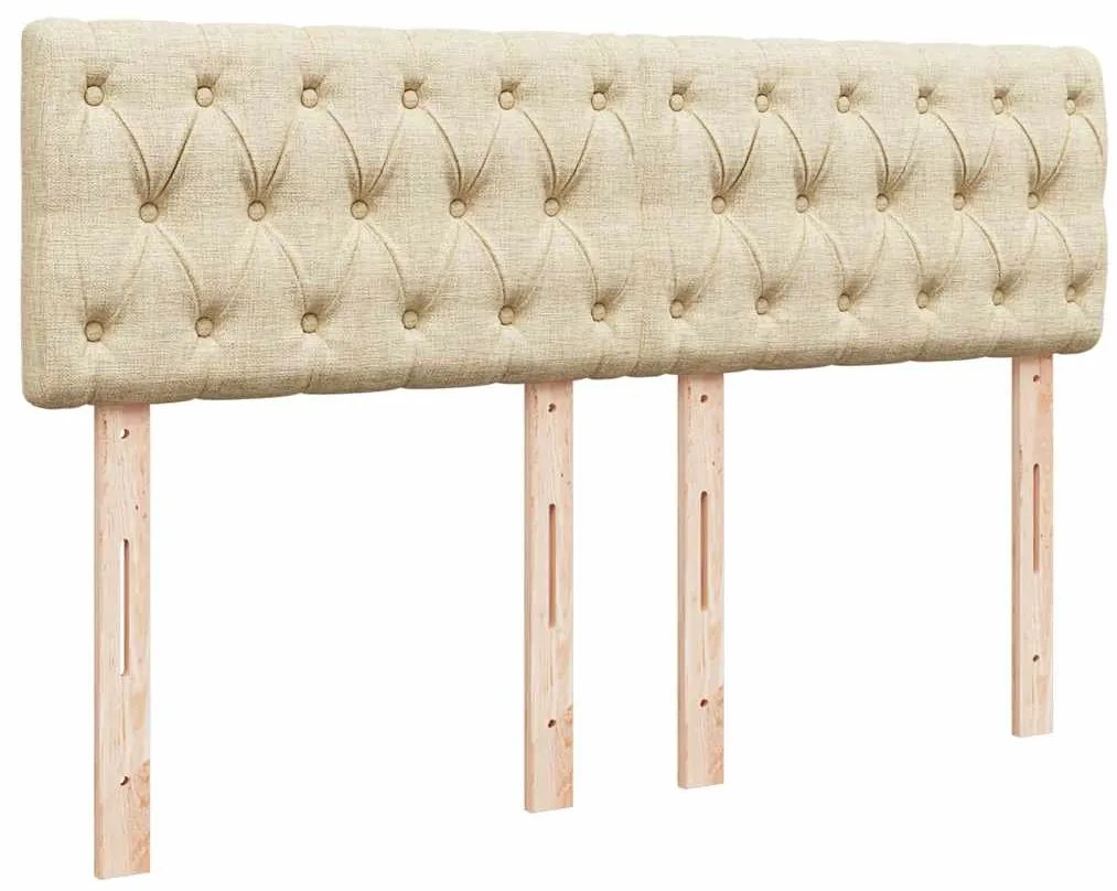 Cama Otomana com Colchão &amp; LEDs Creme 140x200 cm Tecido