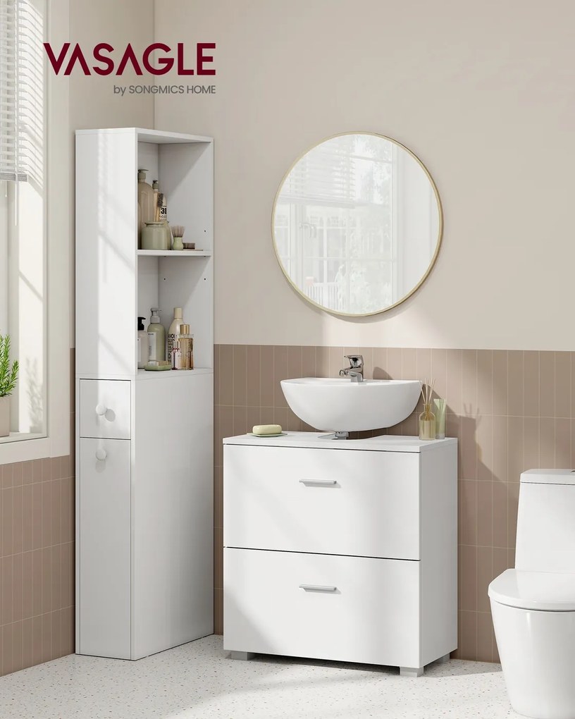 Móvel casa de banho de lavatório (NÃO INCLUIDO) 30 x 60 x 63,8 cm com 2 gavetas grandes Coleção CUSTOS branco