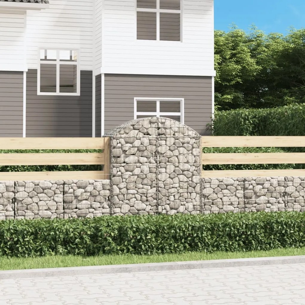 vidaXL Cesto gabião arqueado 100x50x120/140 cm ferro galvanizado