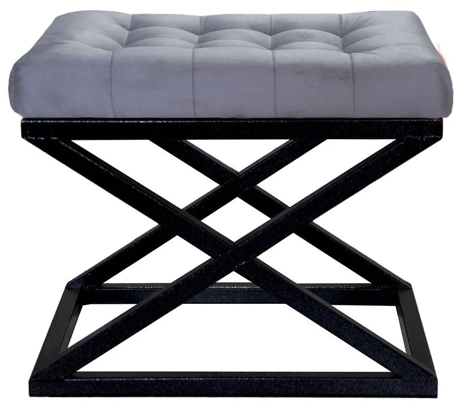 Pouffe Capraz – Preto e Cinza – 50x42x40 cm