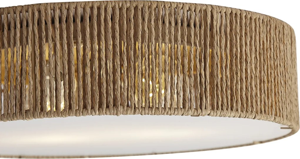 Plafon de teto Japandi natural com abajur 38cm 2-luzes - Luz