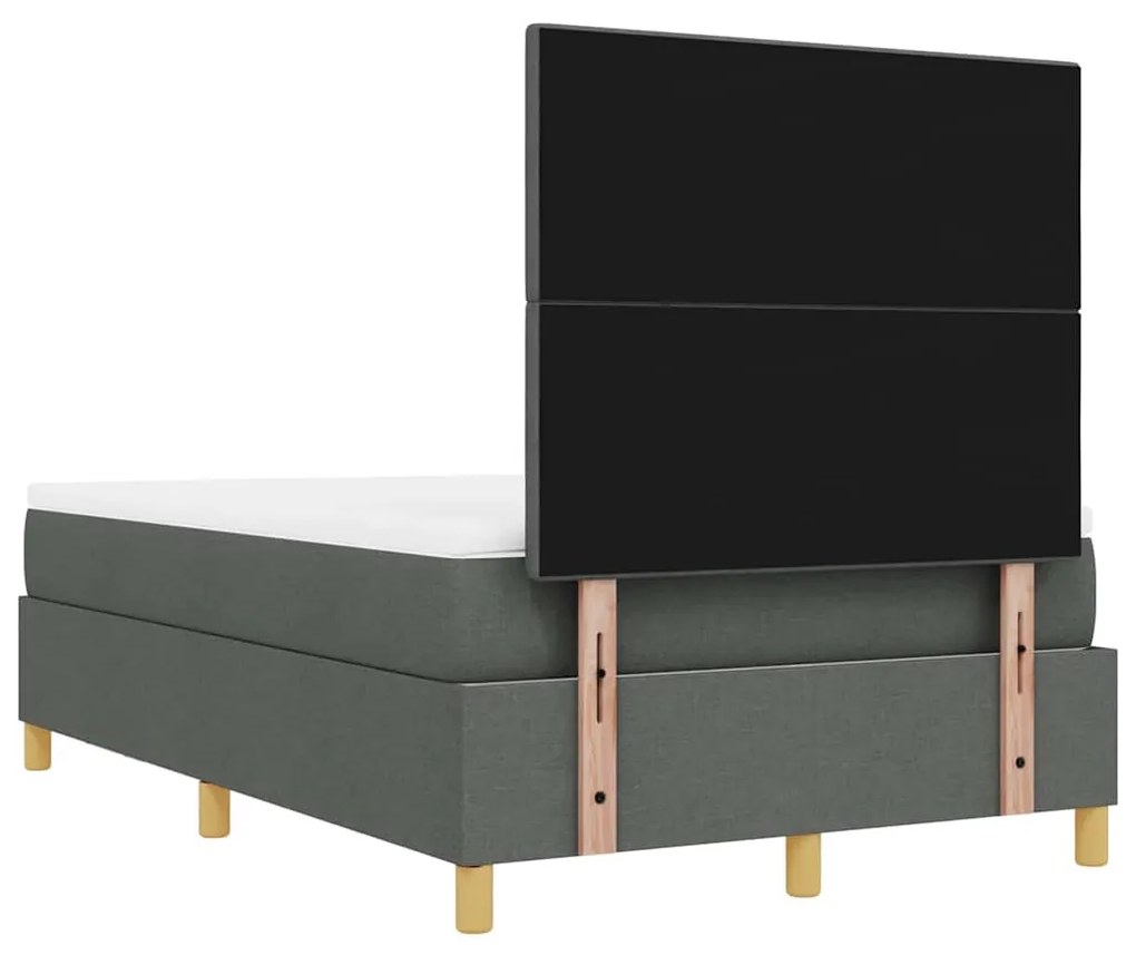 Cama Box Spring com Colchão e Banco Cinza Escuro 120x190 cm Tecido