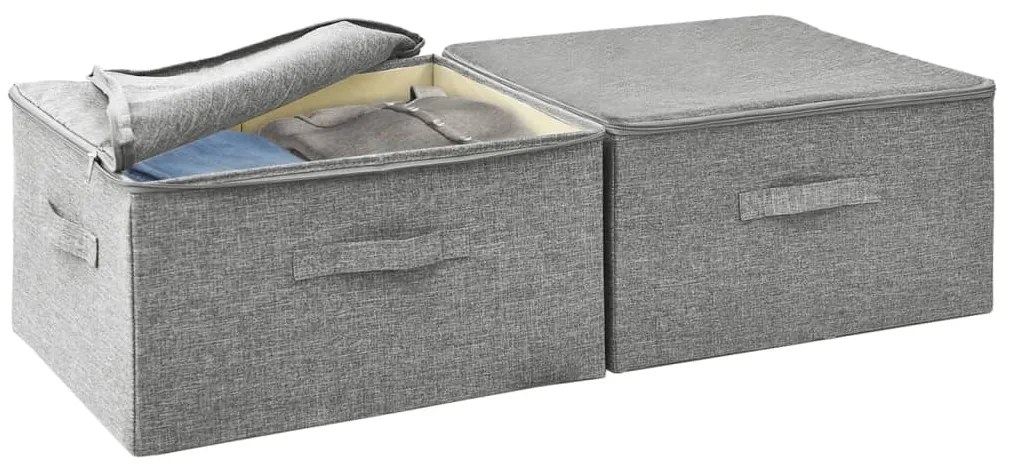Caixas de arrumação 2 pcs 43x34x23 cm tecido cinzento