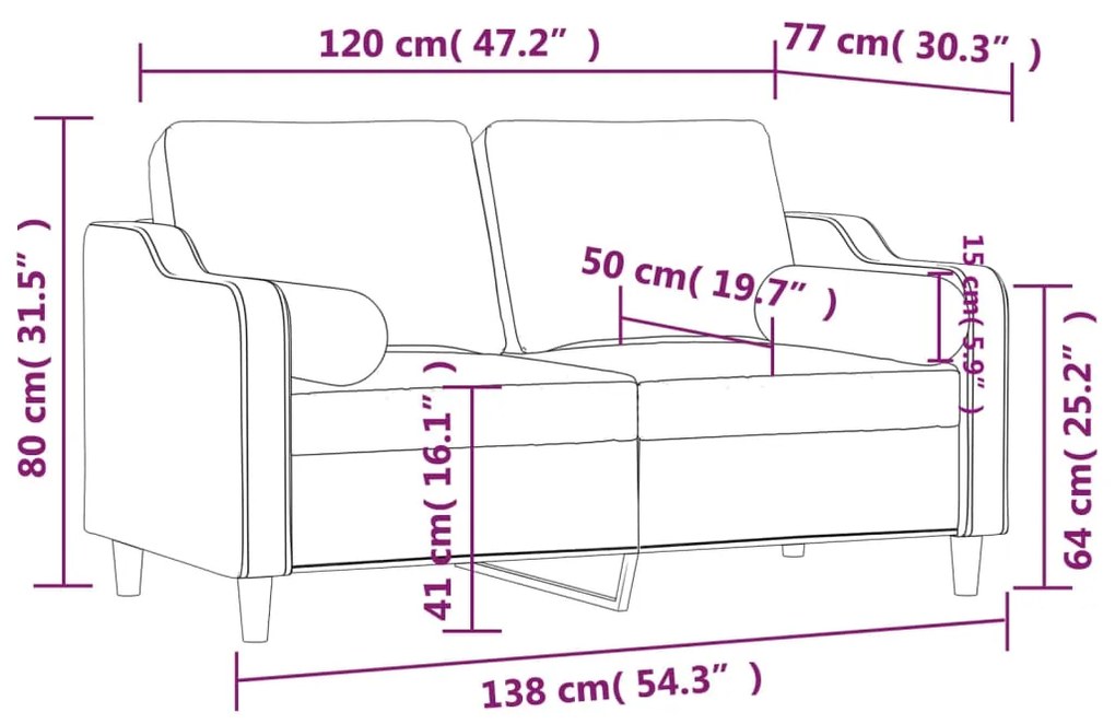 Sofá 2 lugares + almofadas decorativas 120 cm tecido cor creme