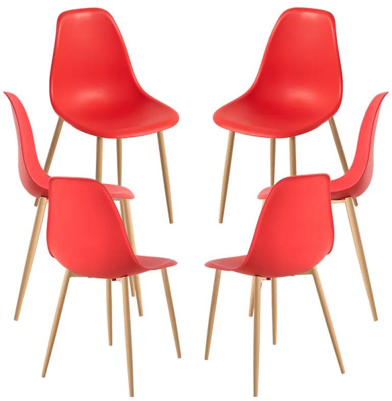 Pack 6 Cadeiras Mykle - Vermelho