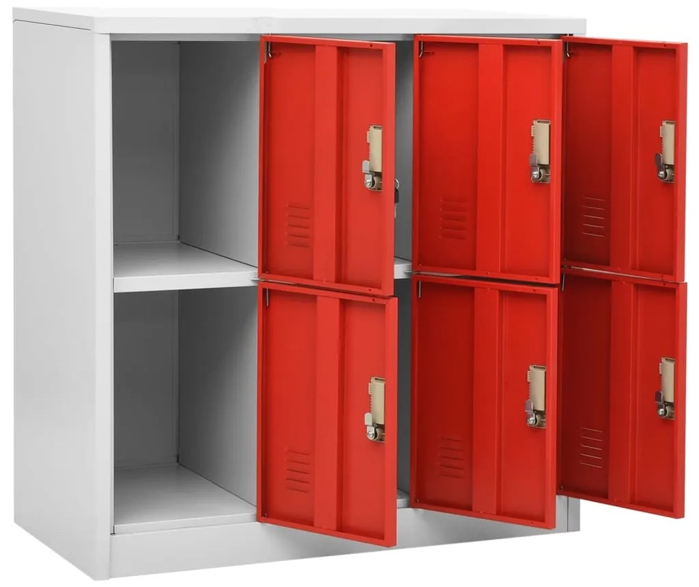 Cacifos 2 pcs 90x45x92,5 cm aço cinzento-claro e vermelho