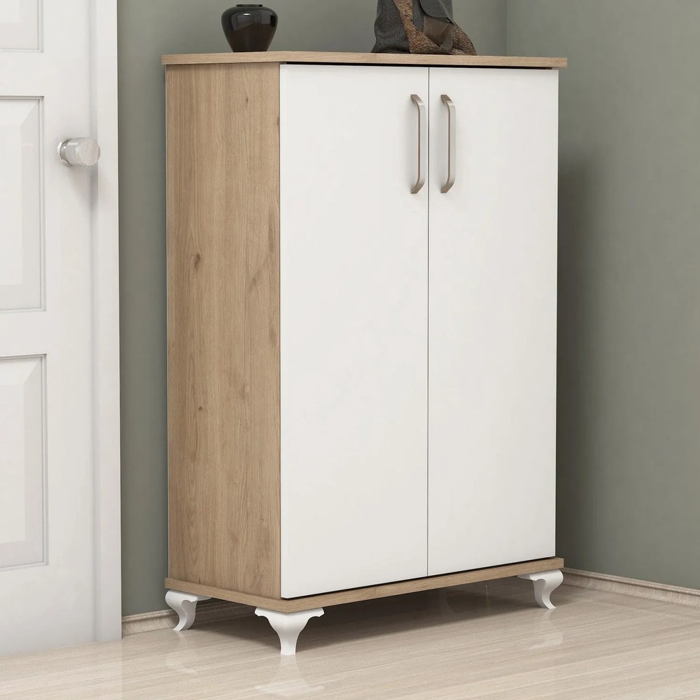 Sapateira Asta – Nogueira e Branco – 72x100x32,5 cm