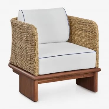 Poltrona De Jardim Em Rattan E Madeira De Acácia Famara Castanho-acácia Escuro - Sklum