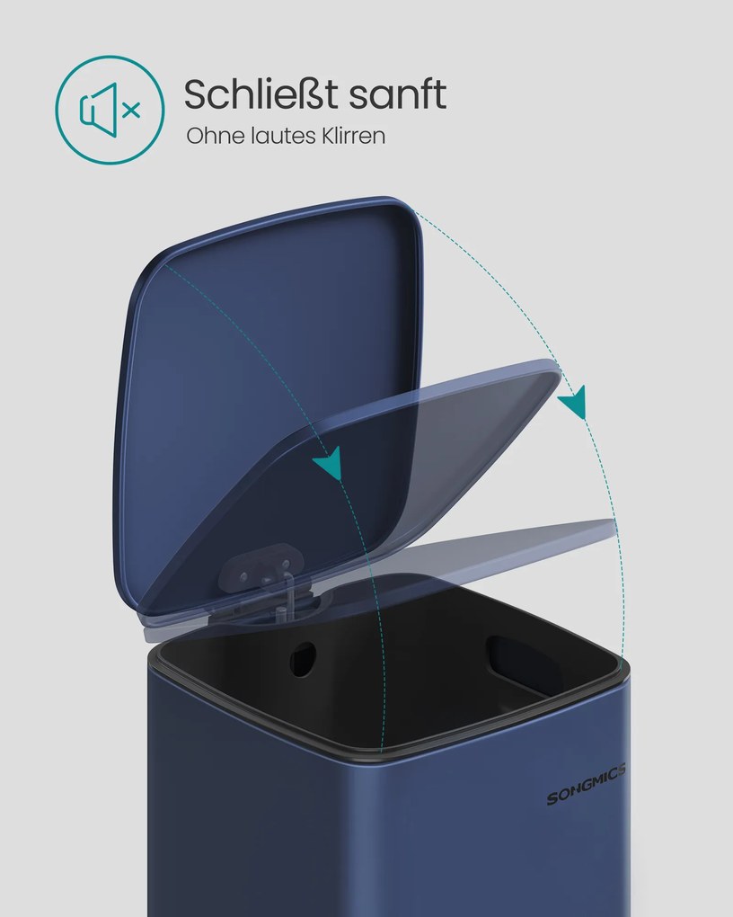 Caixote do lixo de 20 litros 34,1 x 28,6 x 54,5 cm em aço azul-escuro