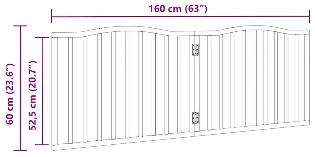 Portão p/ cães dobrável 2 painéis 160cm álamo carvalho castanho