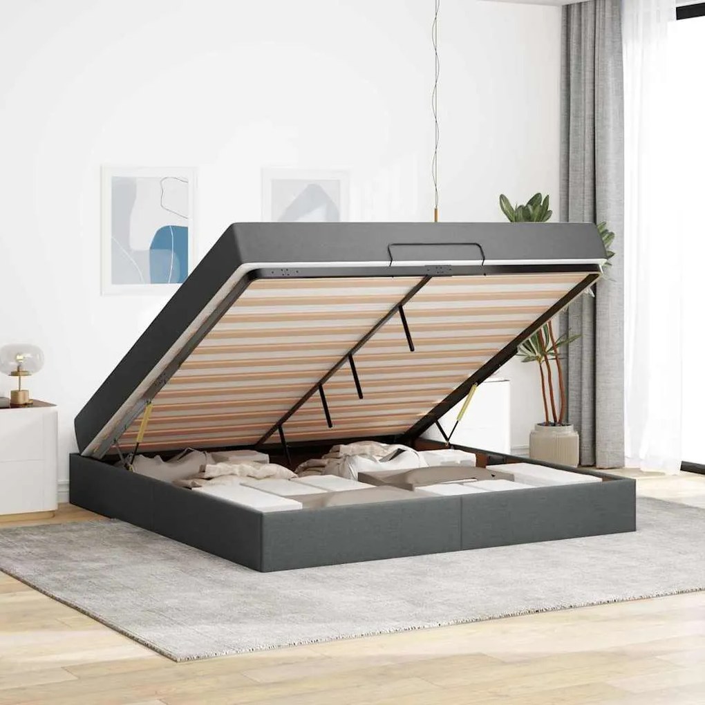Estrutura da Cama Outros Cinzento escuro 180 x 200 cm tecido