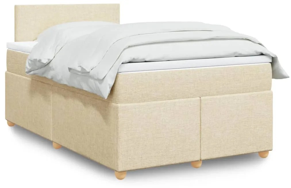 Cama boxspring com colchão 120x190 cm tecido cor creme