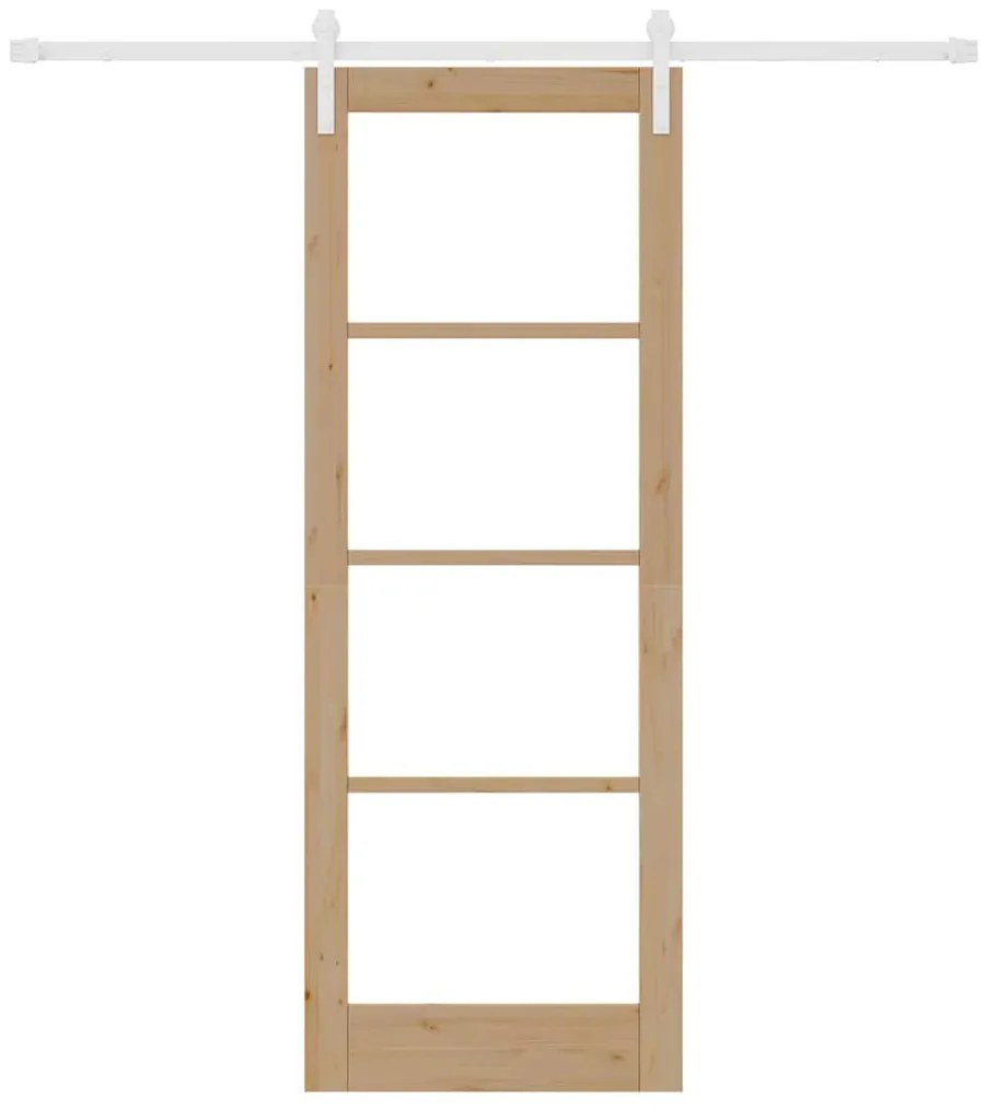 Porta Deslizante com Conjunto de Hardware "ORKDAL" Madeira Maciça &amp; Vi