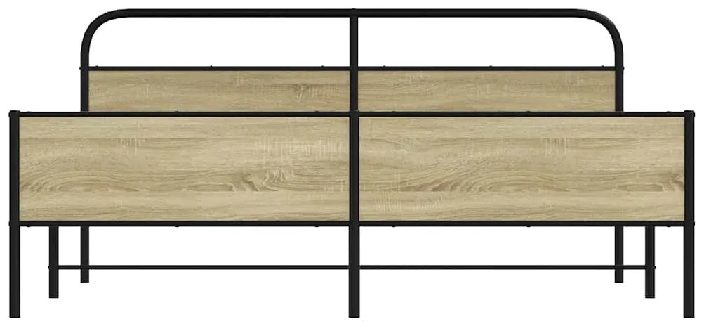 Estrutura de cama sem colchão 180x200cm metal carvalho sonoma
