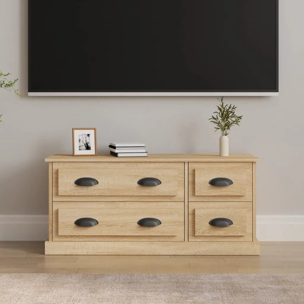 vidaXL Móvel p/ TV 100x35,5x45 cm derivados de madeira carvalho sonoma